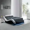 UK Design Double Leather Bed with LED
