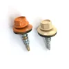Colored Hex Head self drilling metal screw with color rubber washer