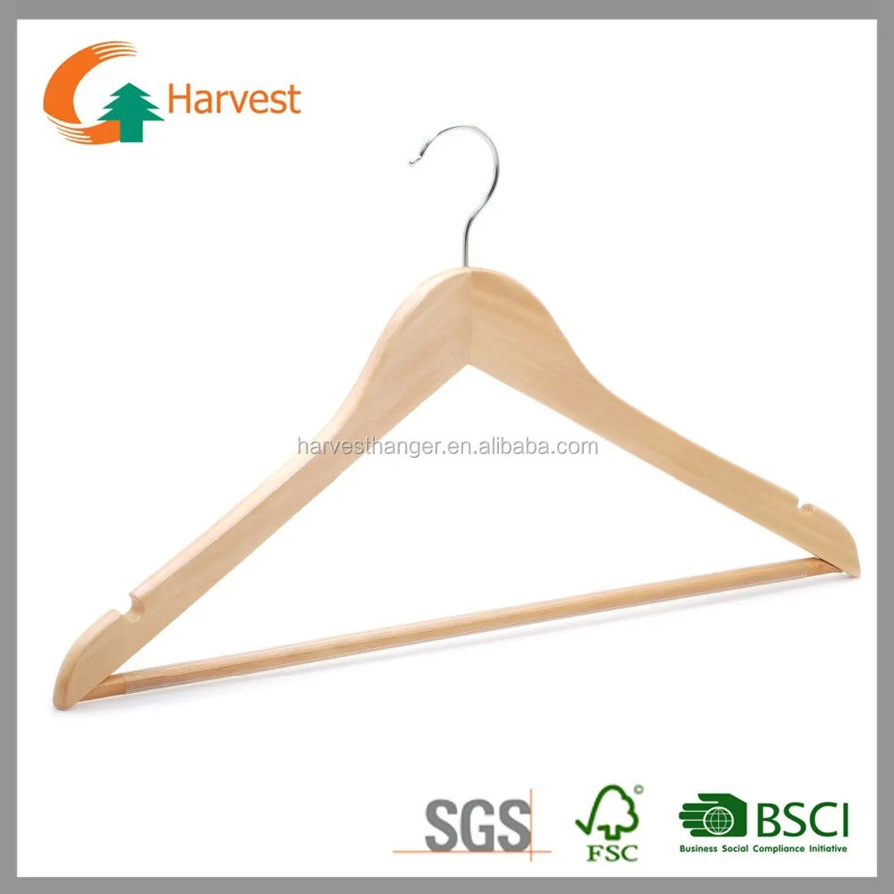 
Natural Wooden Clothes Hanger with bar 