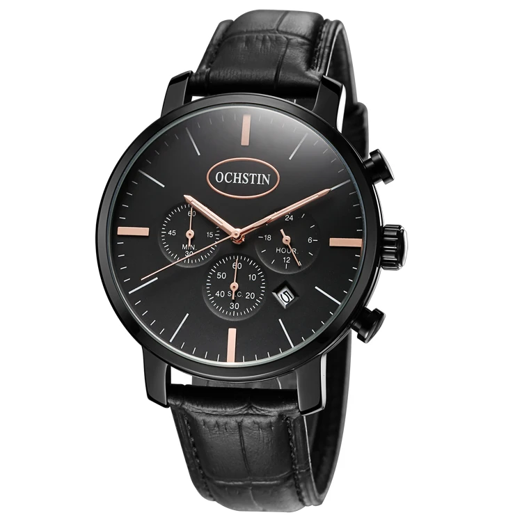 

OCHSTIN GQ066 Top Brand Men's Luxury Chronograph Sport Clock Watch Men Leather Casual Sport Quartz Wrist Watches Military Clocks