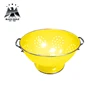 Yellow colored enamel footed bowl with handles