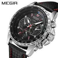 

Megir Luxury Men Wrist Watches Business Leather Strap Quartz Analog Luminous Hand Male Fashion Top Brand Waterproof Sports Watch