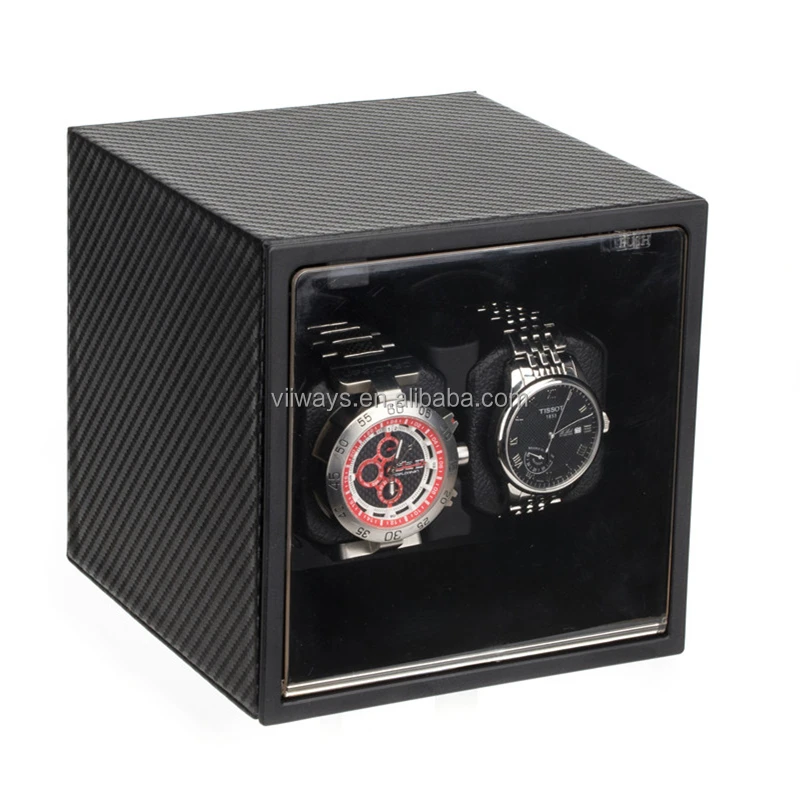

Viiways Carbon Fiber Leather Made PU Rotating Watch Box with watch storage box Function, Carbon fiber black