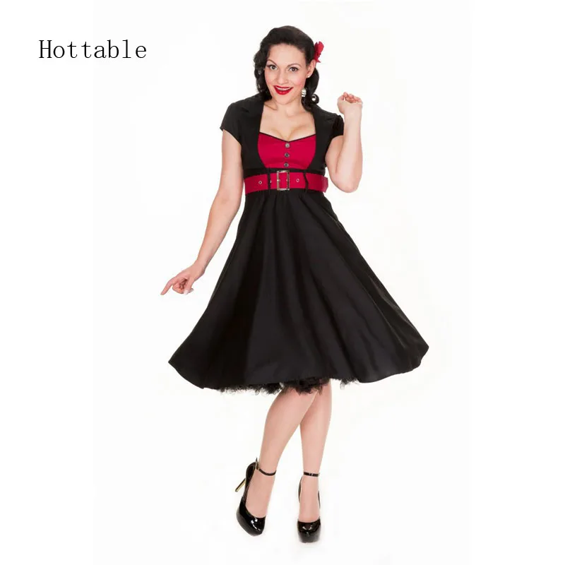 

MOQ 1 PCS 2018 Summer 50s 60s Vintage Wrapped Bust A Line Dress Plus Size Short Sleeve Big Swing Dresses, N/a