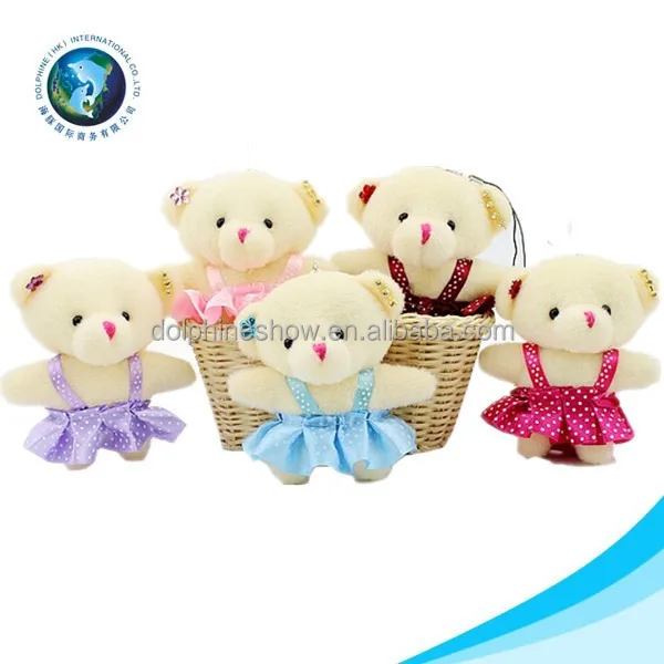 Recheado de pelúcia macia mini vestido ursinho de pelúcia 