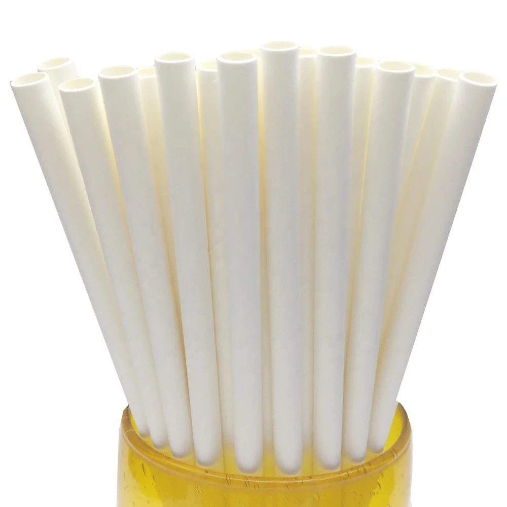 

FDA Approved BPA Free 6mm x 197mm Biodegradable Plain White Paper Straws