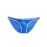 

Men's Striped Briefs Mesh Translucent Low Waist U Convex Pants