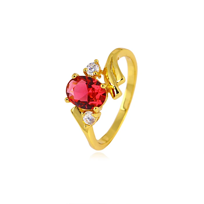 

10900 xuping gold plated jewelry multicolor zircon oval gemstone ring