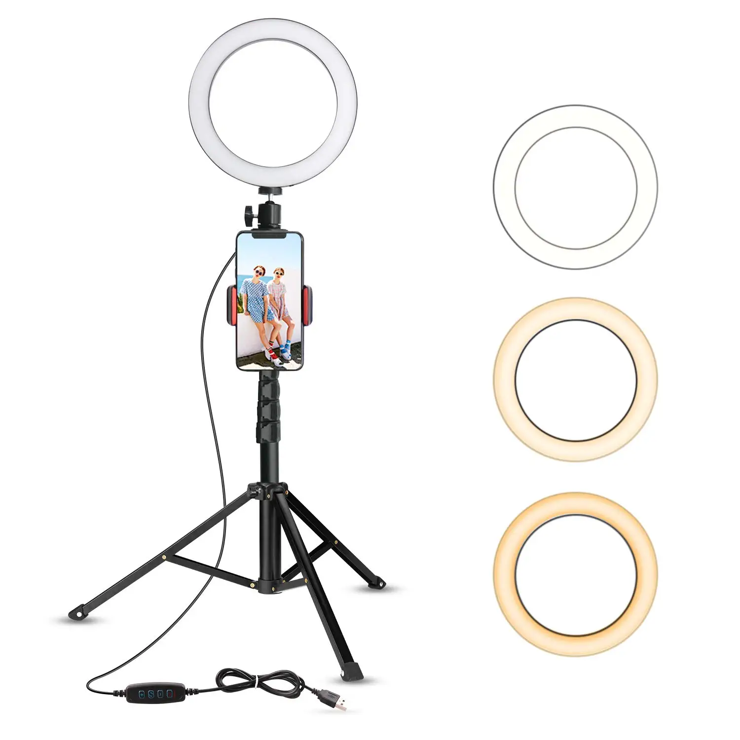Dimmable Desktop Makeup Ring Light for YouTube Video/Live Stream with 3 Light Modes and 10 Brightness Levels for Photography/TikTok Arvnka 8 LED Selfie Ring Light with Tripod Stand 