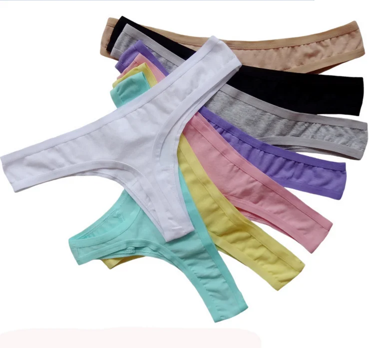 XL 2XL 3XL Solid color Womens's Breathable Cotton Thongs Underwear Sexy Briefs girls panties