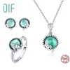 Minimalist Jewelry 925 Sterling Silver Diamond Vintage Necklace Ocean Jewelry Emerald Women Jewelry Set