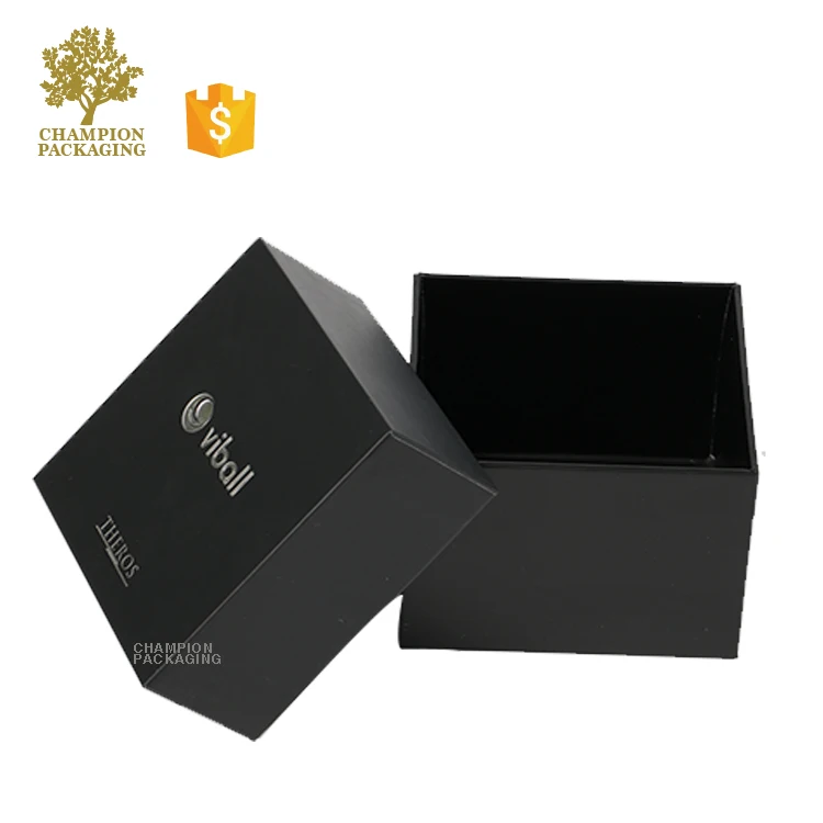 Two Piece Lid And Base Cardboard Luxury Matte Black Gift Box,Custom