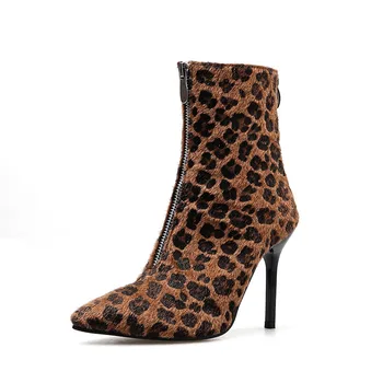 leopard print ladies ankle boots
