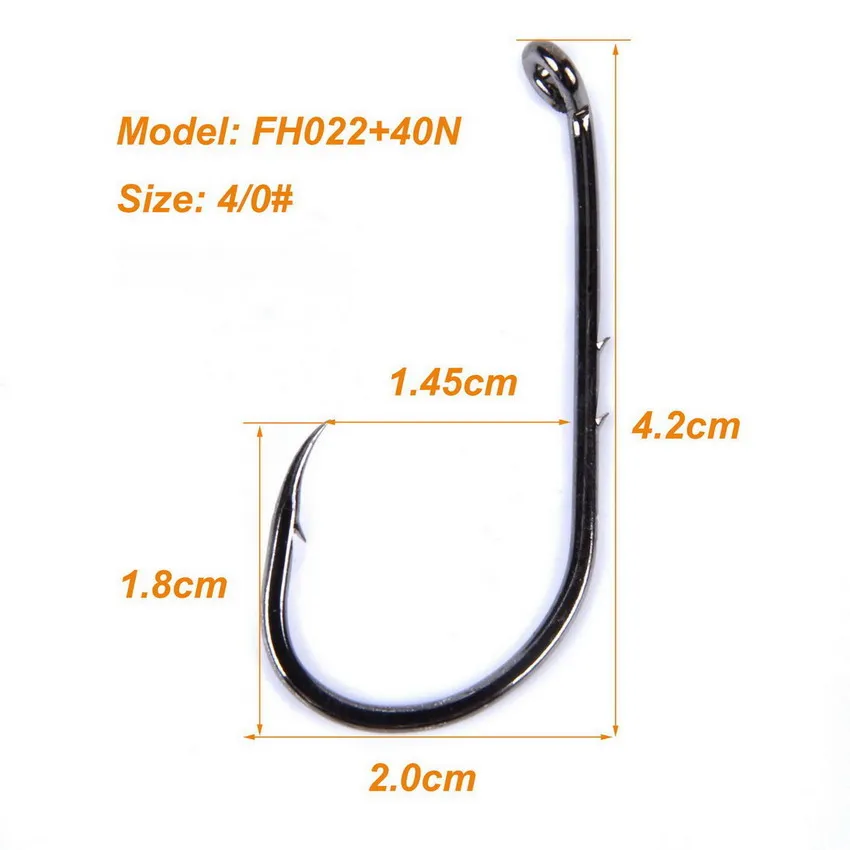 

100Pcs/Pack 4/0# Fishing Hook Fish Hooks BAITHOLDER Black Color Jig Big Single Hook