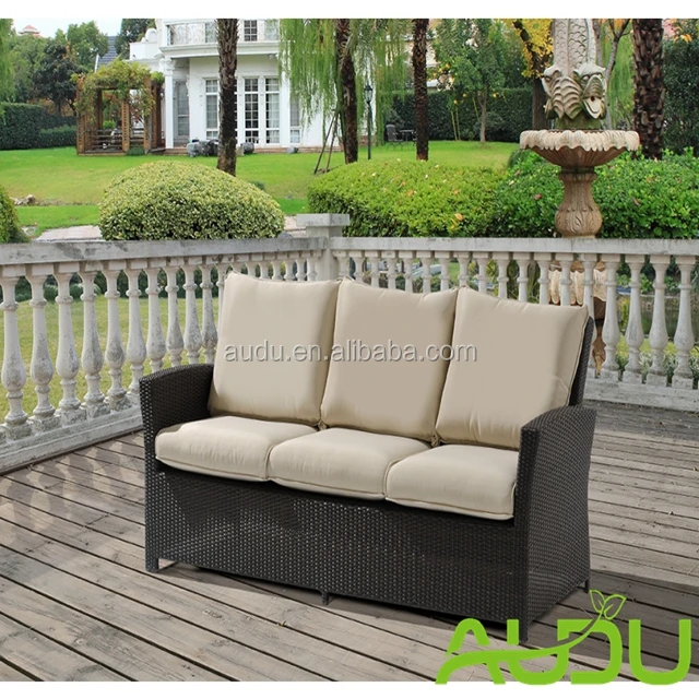 Audu Rattan Sofa Set/garden Rattan Outdoor Sofa With White Cushion