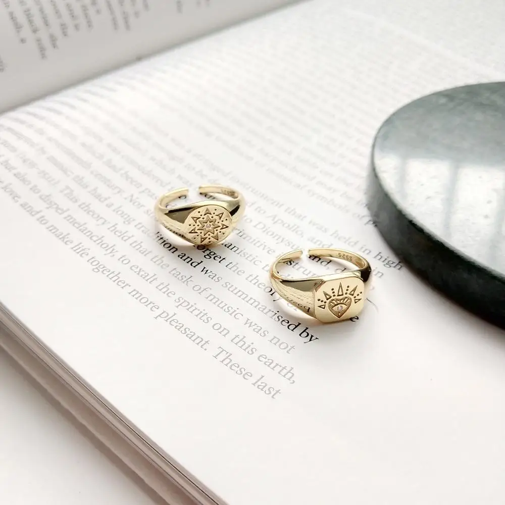

100% genuine sterling silver with Gold plated fine jewelry signet rings