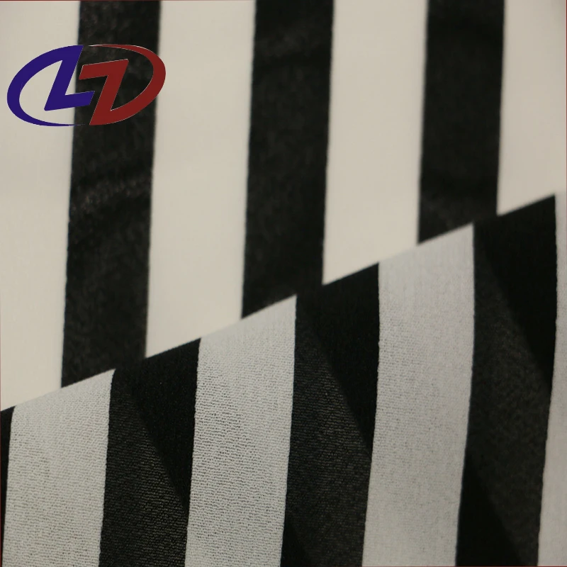 Black and White Stripe 100% Pure polyester Chiffon Dress Fabric