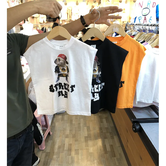 
Character Top kids China Import Custom Printing Sleeveless Mercerized Cotton T shirt 