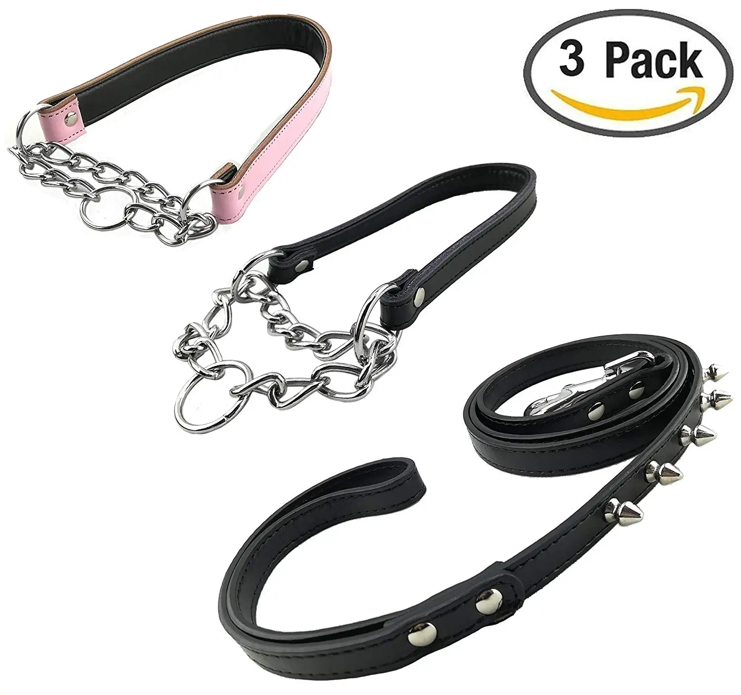 Newtensina Black Dog Collar Classic Leather Puppy Collar for Small Dogs Cats S