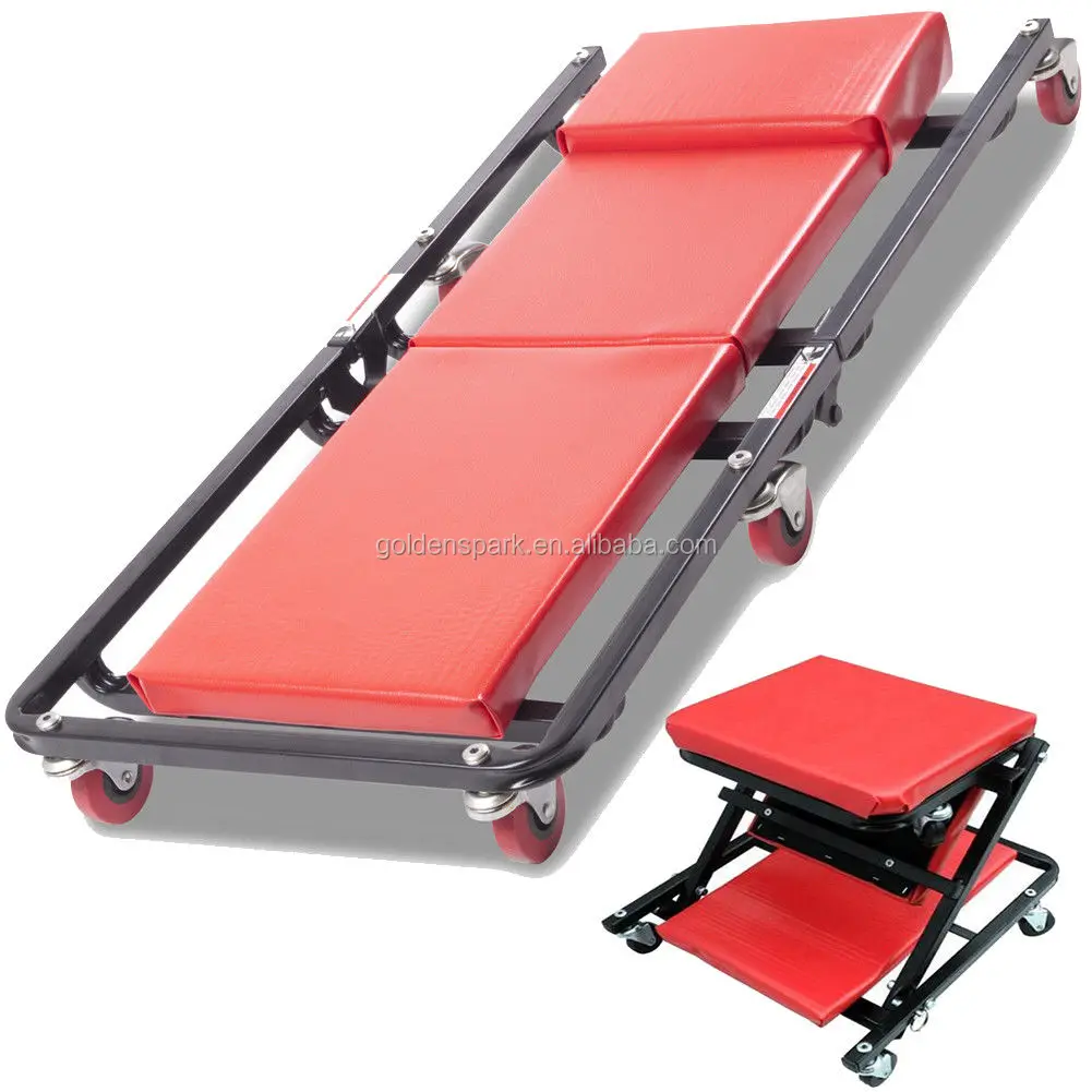 Parkside 2-in-1 Foldable Car Creeper & Mechanic Stool – Heavy Duty Padded Seat, 150kg Capacity