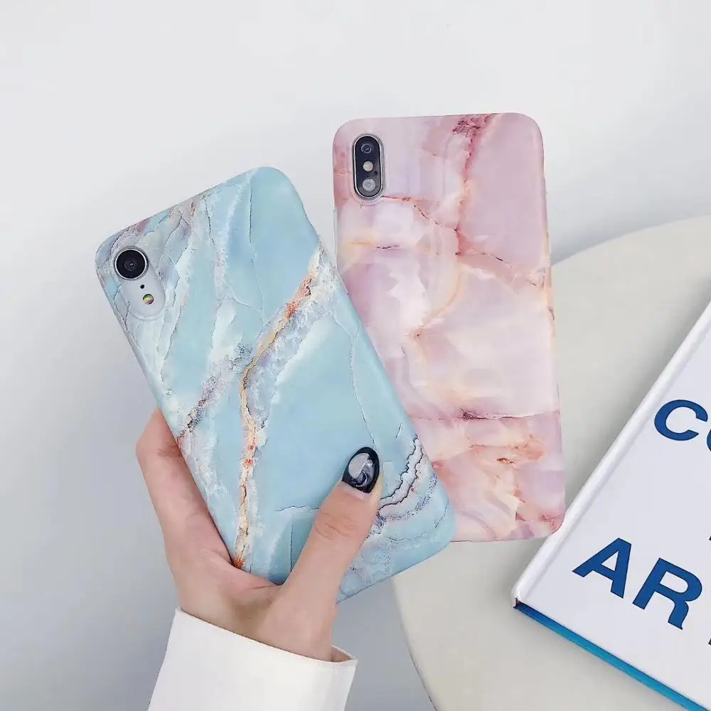 Cool style pink marble phone case for iphone x/xs/max marble blue cover for iphone 7/8 plus mobile shell