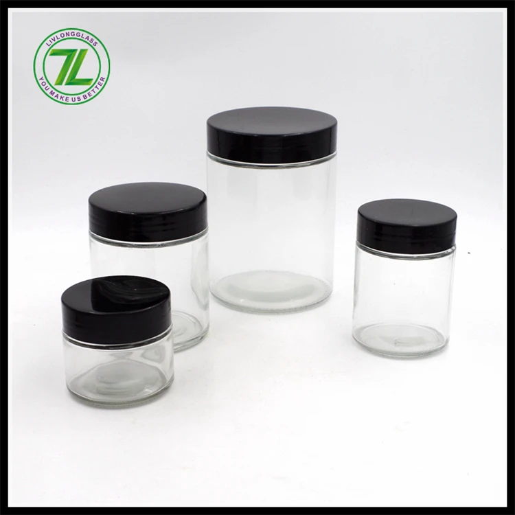 stocked round clear cylinder wide mouth herb honey glass jar food storage container bottle with screw top airtight seal up lid
