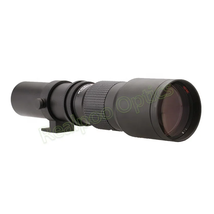 

Lens with T mount adapter 500mm f/8-32 preset lens for canon and nikon, Black
