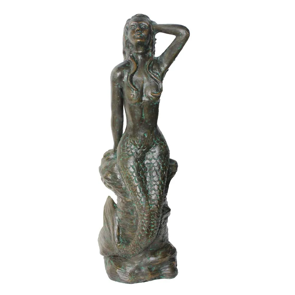 Vintage aluminum antique  mermaid statues for garden.jpg