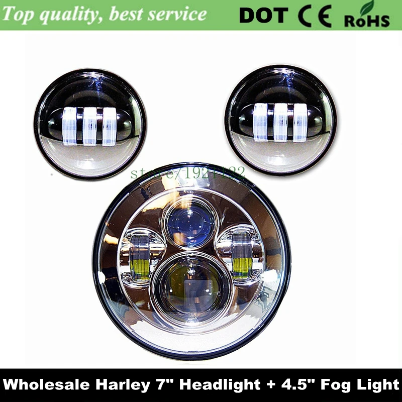 Motorcycle Accessories 7" LED Head Light + 4 1/2