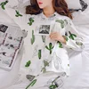 2017 New Fashion Spring Autumn Cactus Pattern Comfortable Women Cotton Suit Pajamas