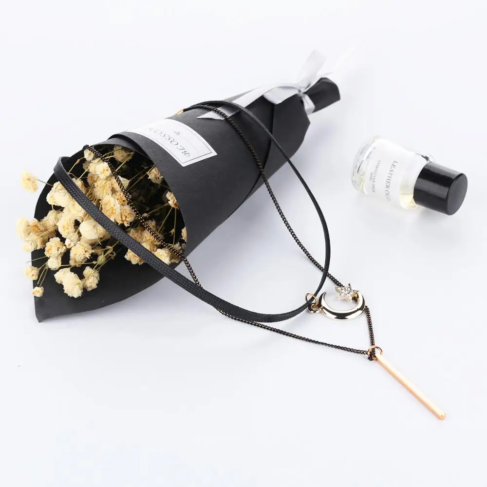 Latest Design Trendy Jewelry Wedding 2 Layers Black Lace Leather Chocker Necklace For Women