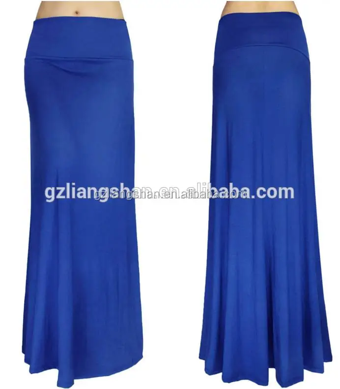 
2016 Hot Plain Maxi Skirt Women Korean Long Skirt Fashion Solid Waist Foldover Lightweight Rayon Spandex Long Maxi Skirt 