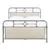 Home Fare Deco Upholstered Metal Queen Bed in Natural Beige metal single bed
