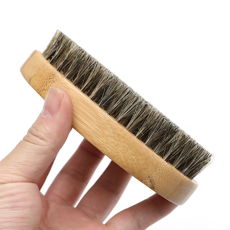 

top selling OEM natural wooden 100% boars bristles black men wooden beard brush, Nature wood color