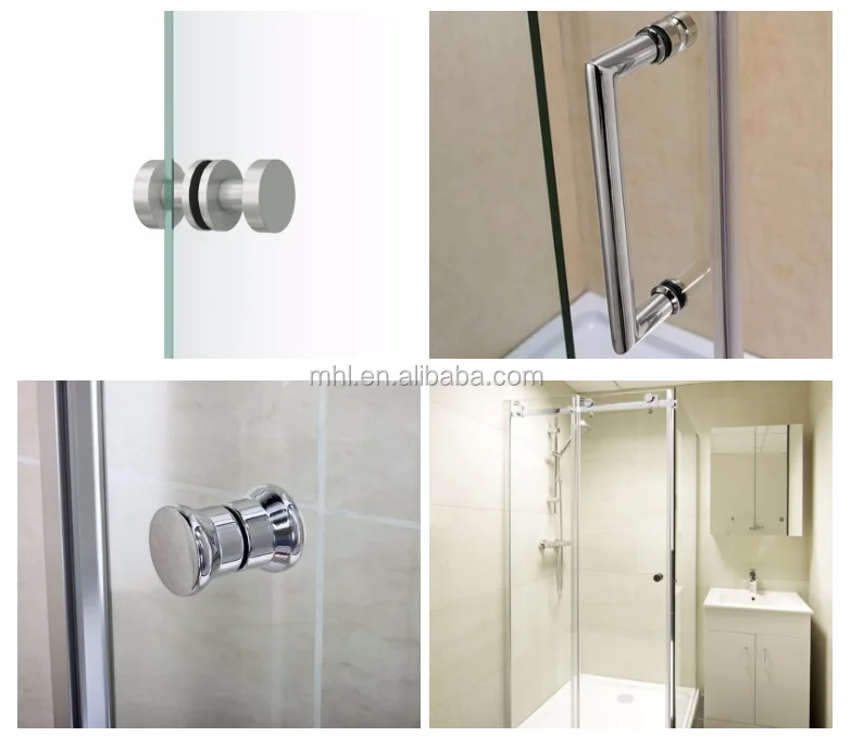 Stainless Steel Chrome Cylinder Glass Shower Door Knob Back To Back
