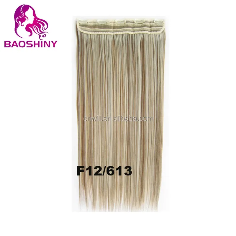 

High Temperature Fiber 5pcs Clip In Hair Extension Synthetic Hair Extension 130g
