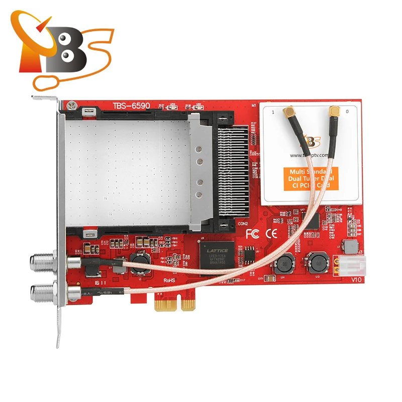 

TBS6590 Multi Standard Dual Tuner Dual CI PCI-e Card for Watching or Recording FTA and Paytv Channels, Red