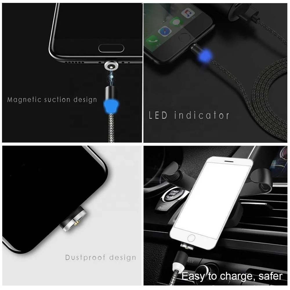 
3 in 1 magnetic usb cable 3a 5a multi magnetic fast charging charger cable 3in 1 led round 1m 2m quick charge for mobile phone 