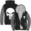 Wholesale men full zipper sherpa lined thick sweatshirt new design skull printed winter sports hoodies