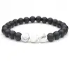 Personalized yoga stone bead message bracelet stretch gemstone custom white matte black beads round balls jewelry ZCS006