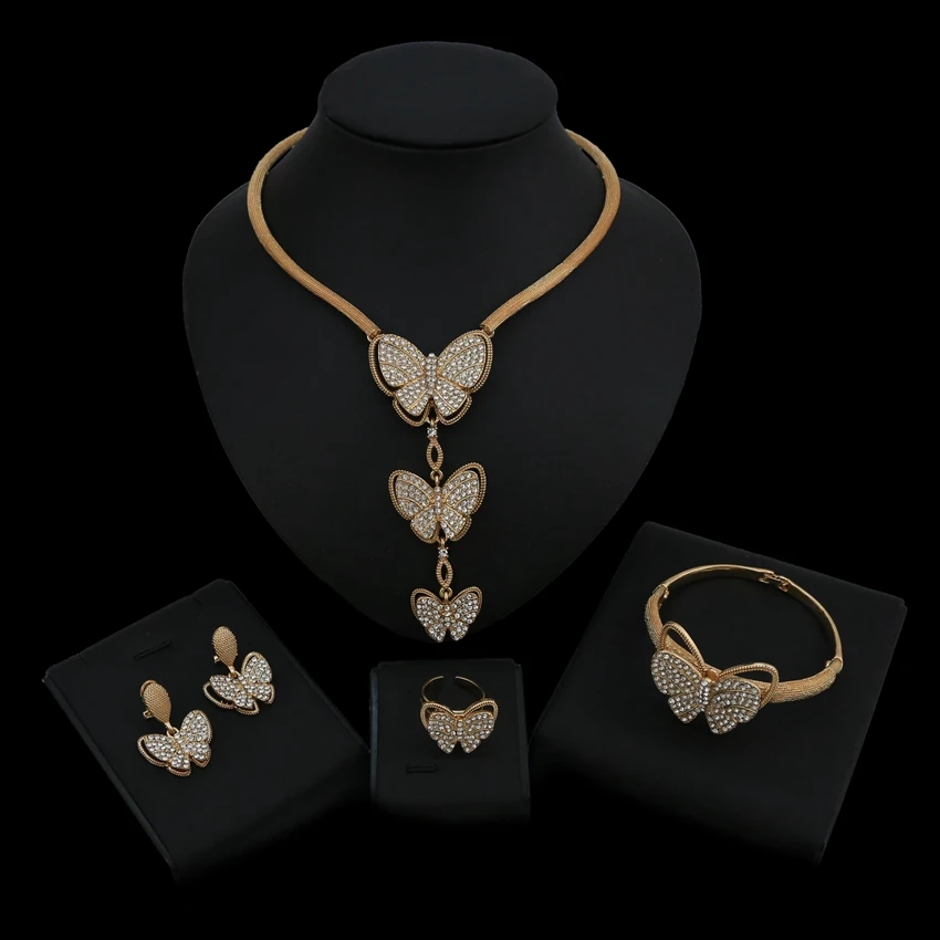 

Fashion Jewellery Set Hammered Wedding Band Solid Gold Earrings Wedding Jewelry Sets For Brides Gold Ring Set