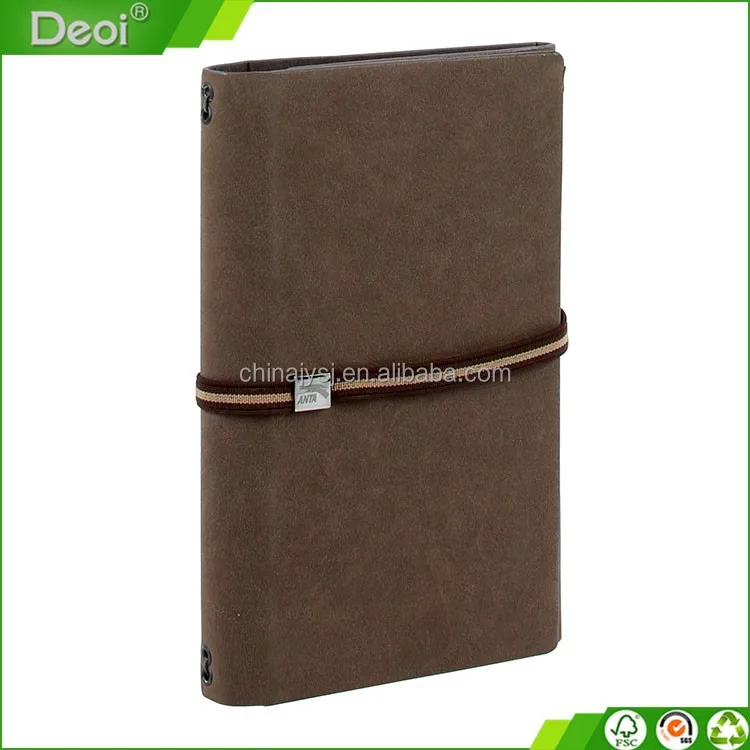 
Customized A6 Expanding Suede Fabric Cover Leather Pocket Folder 