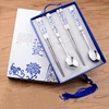 Hotel Tableware Set Cutlery Stainless Steel ceramics Long Handle Flatware Set With Box Packing