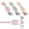 Universal Lightning +Micro USB +Type-C 3 in 1 Magnetic Alloy Ports Nylon Braided Charging Data Cable For Cellphone Phone Cables