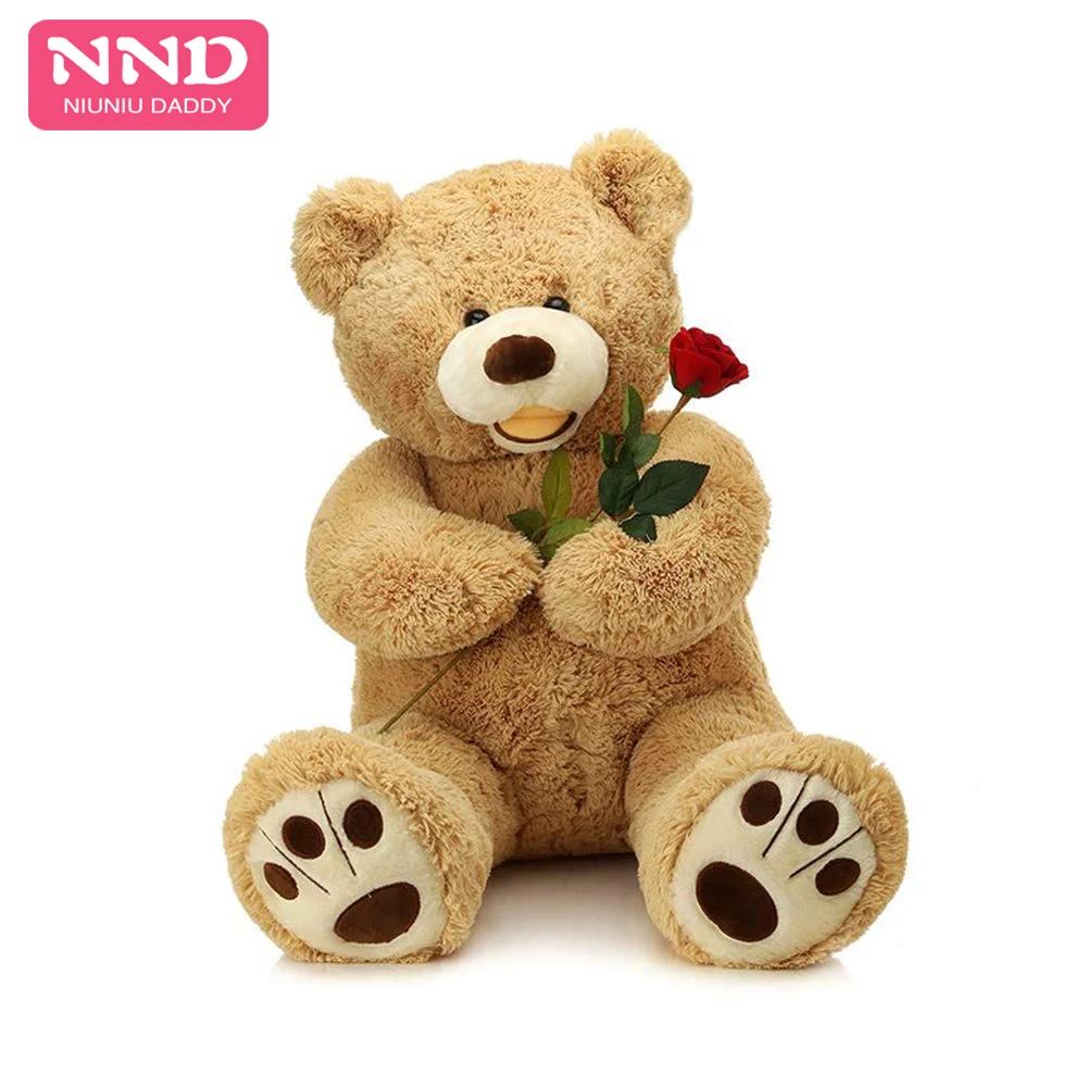 

Free Shipping Unstuffed Toy Giant Teddy Bear With Big Foot Prints American Bear Skin 200 cm For Girlfriend Birthday Niuniu Daddy, White, light brown, dark brown