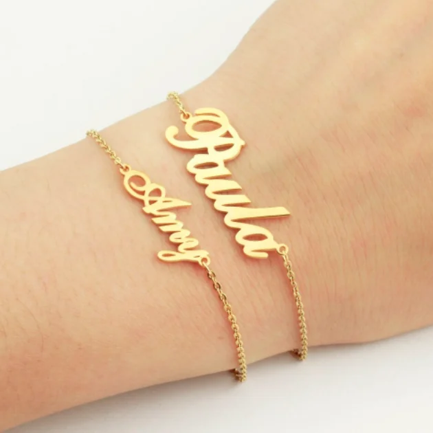 personalized graduation gifts custom name bracelet stainless steel gold rose gold nameplate bracelet men women jewelry
