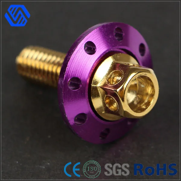 Wheel Hex Flange Allen titanium bolt with colored washer