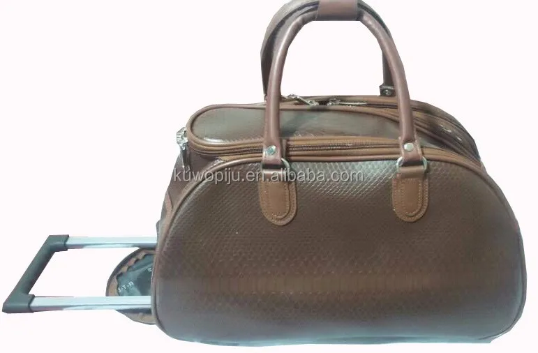 Brown Leather Hand Luggage Holdall Wheeled Trolley Weekend Bag Buy
