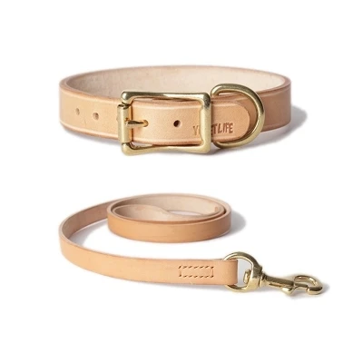 

High Quality Handmade Leather Dog Leash And Collar Set, As picture