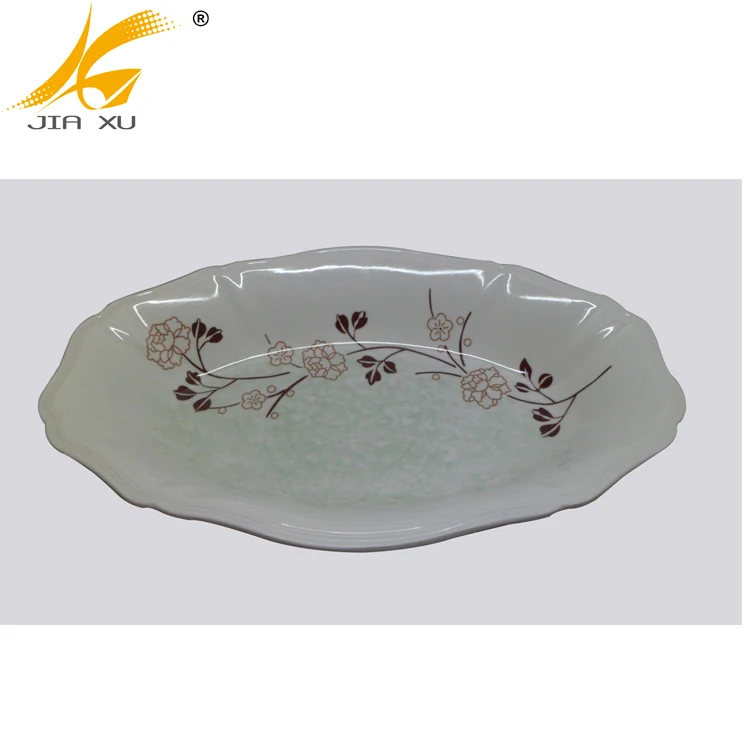 
15.5' melamine ware flower shape oval deep plate 